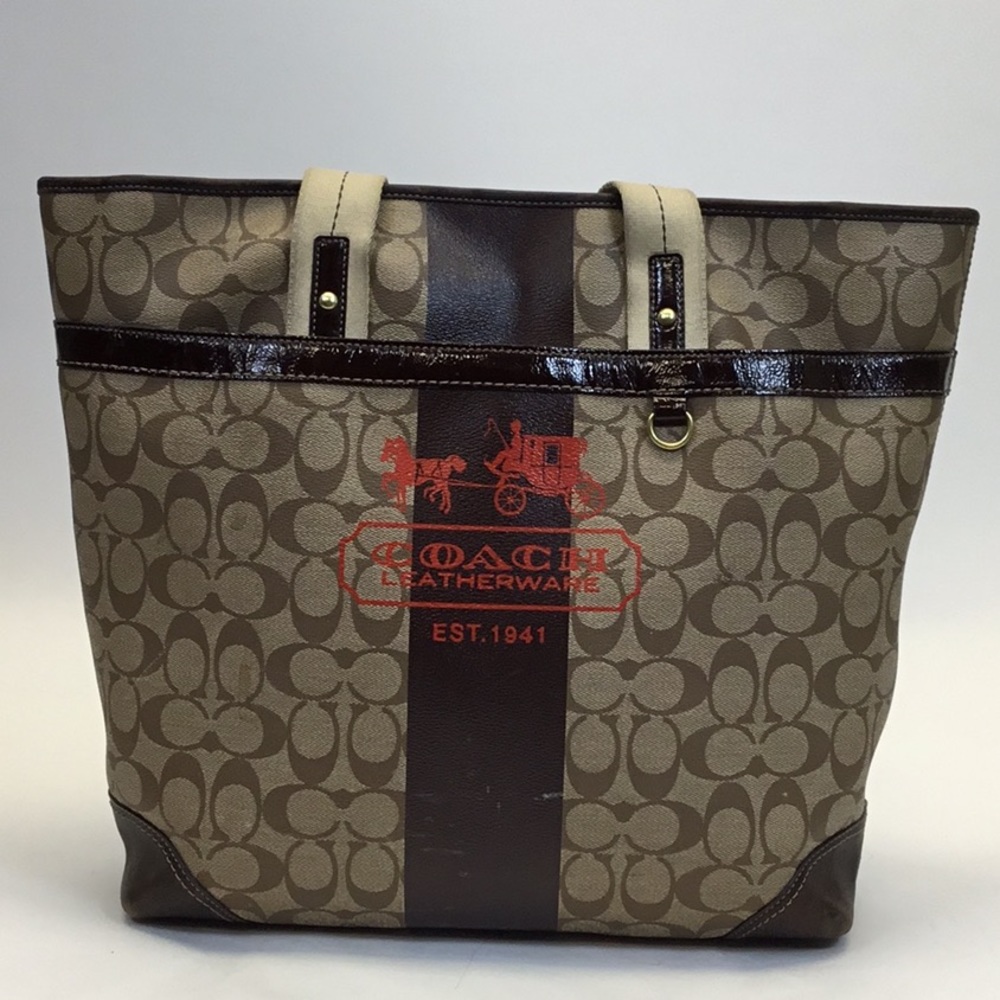 Coach Leather Monogram Tote